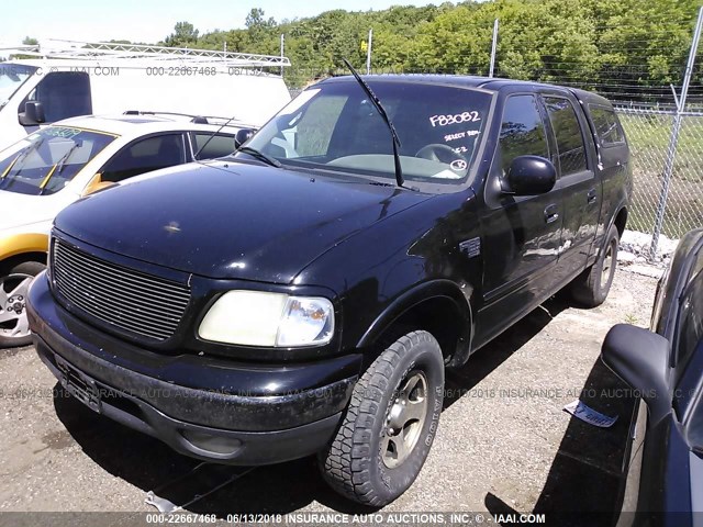 1FTRW08L01KF83082 - 2001 FORD F150 SUPERCREW BLACK photo 2