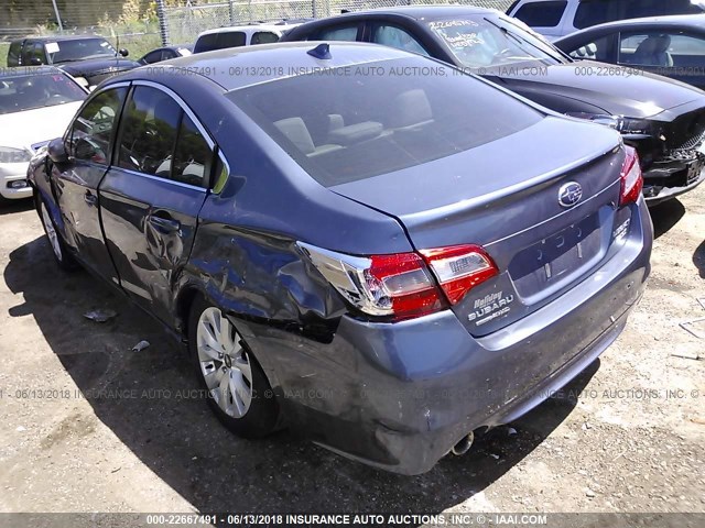 4S3BNAC63G3048262 - 2016 SUBARU LEGACY 2.5I PREMIUM BLUE photo 3