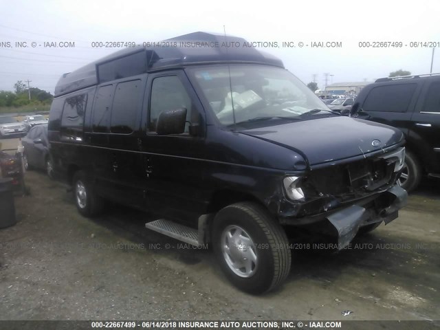 1FTNS24272HB30725 - 2002 FORD ECONOLINE E250 VAN BLUE photo 1