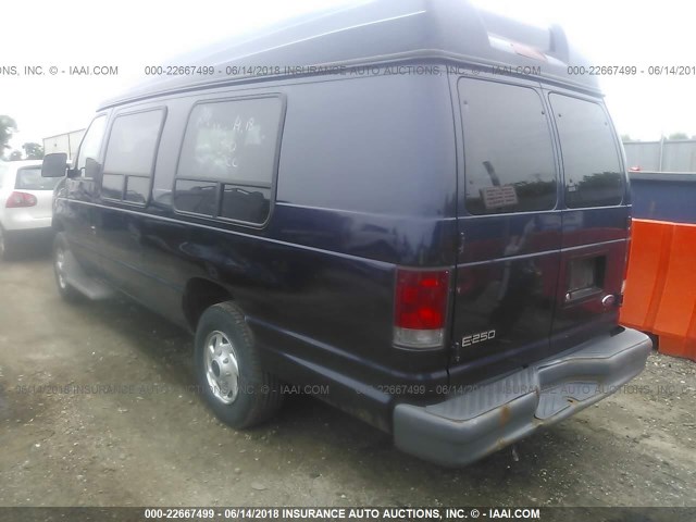 1FTNS24272HB30725 - 2002 FORD ECONOLINE E250 VAN BLUE photo 3