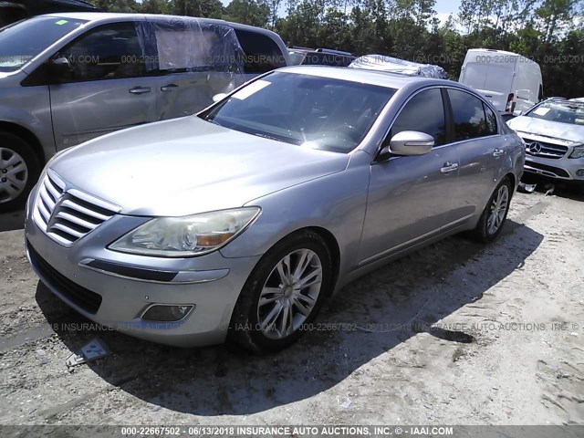 KMHGC46F89U10G521 - 2009 HYUNDAI GENESIS 4.6L SILVER photo 2