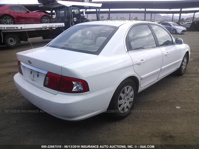 KNAGD126455403772 - 2005 KIA OPTIMA LX/EX WHITE photo 4