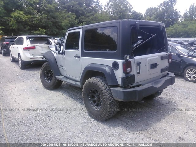 1J4AA2D16BL508887 - 2011 JEEP WRANGLER SPORT SILVER photo 3