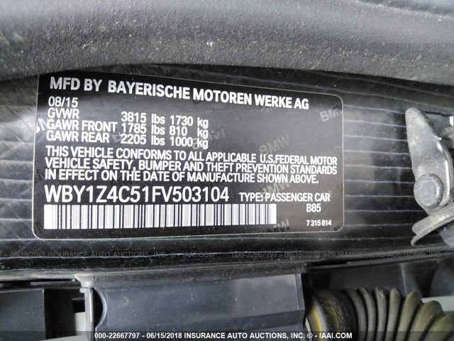 WBY1Z4C51FV503104 - 2015 BMW I3 REX Ağ foto 9