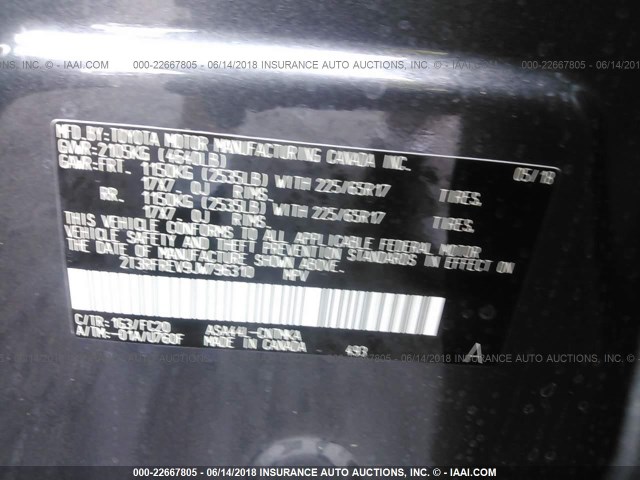 2T3RFREV9JW796310 - 2018 TOYOTA RAV4 ADVENTURE/XLE 灰色 照片 9