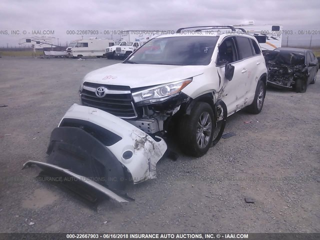 5TDJKRFH3FS114368 - 2015 TOYOTA HIGHLANDER XLE WHITE photo 2