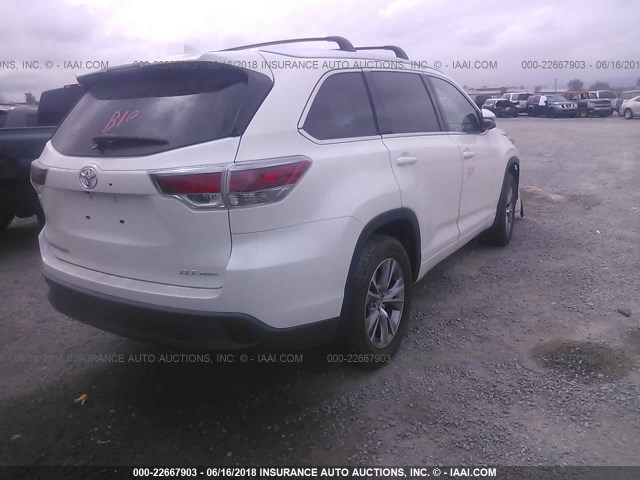 5TDJKRFH3FS114368 - 2015 TOYOTA HIGHLANDER XLE თეთრი ფოტო 4