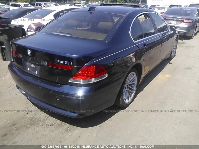 WBAGL63424DP68579 - 2004 BMW 745 I BLUE photo 4