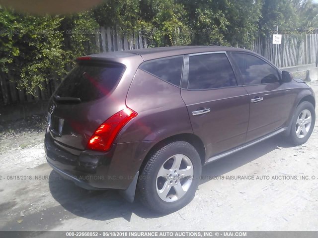 JN8AZ08T83W102290 - 2003 NISSAN MURANO SL/SE BROWN photo 4