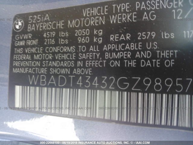 WBADT43432GZ98957 - 2002 BMW 525 I AUTOMATIC BLUE photo 9