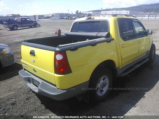 1FMZU77E32UC38552 - 2002 FORD EXPLORER SPORT TR  YELLOW photo 4