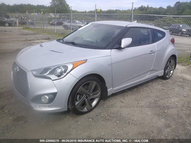 KMHTC6AE0DU161301 - 2013 HYUNDAI VELOSTER TURBO SILVER photo 2