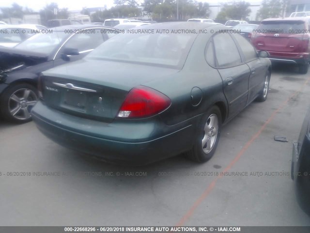 1FAFP52U4YG292005 - 2000 FORD TAURUS LX GREEN photo 4