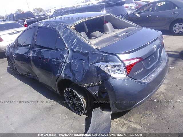 5YFBURHE1FP293892 - 2015 TOYOTA COROLLA L/LE/LE PLS/PRM/S/S PLS GRAY photo 3