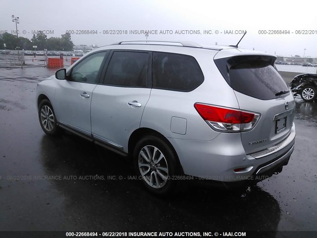5N1AR2MM9EC725729 - 2014 NISSAN PATHFINDER S/SV/SL/PLATINUM SILVER photo 3
