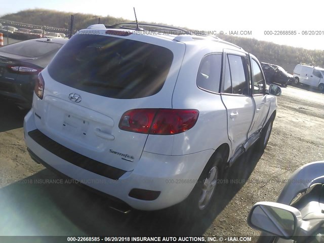 5NMSG73D37H066306 - 2007 HYUNDAI SANTA FE GLS WHITE photo 4