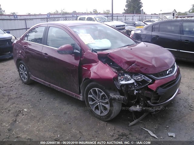 1G1JD5SHXJ4116446 - 2018 CHEVROLET SONIC LT MAROON photo 1