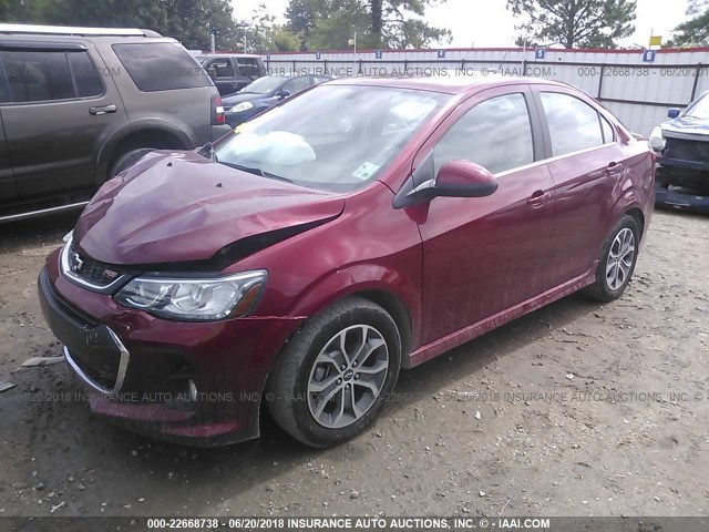 1G1JD5SHXJ4116446 - 2018 CHEVROLET SONIC LT MAROON photo 2