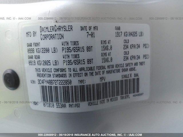 3C4FY48B72T222850 - 2002 CHRYSLER PT CRUISER CLASSIC ვერცხლისფერი ფოტო 9