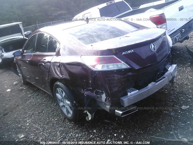 19UUA8F51CA030978 - 2012 ACURA TL MAROON photo 3