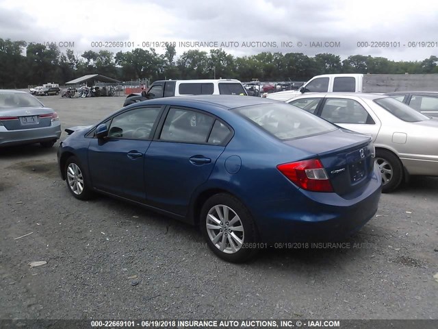 19XFB2F96CE314771 - 2012 HONDA CIVIC EXL BLUE photo 3
