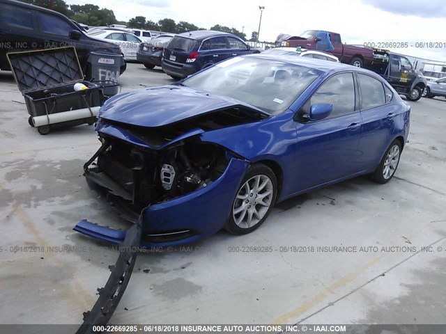 1C3CDFBH9DD133687 - 2013 DODGE DART SXT BLUE photo 2