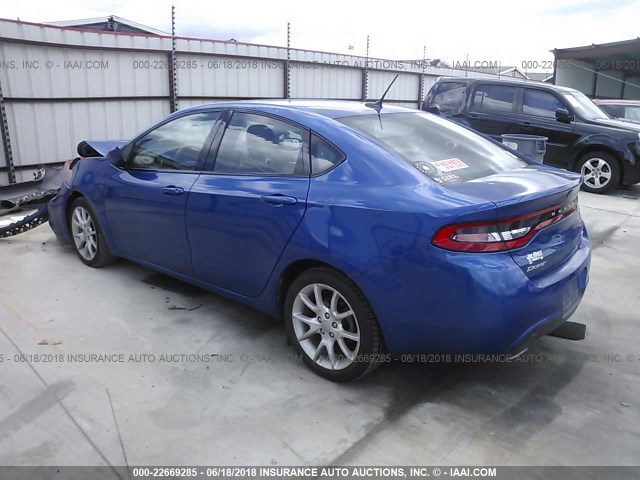 1C3CDFBH9DD133687 - 2013 DODGE DART SXT BLUE photo 3