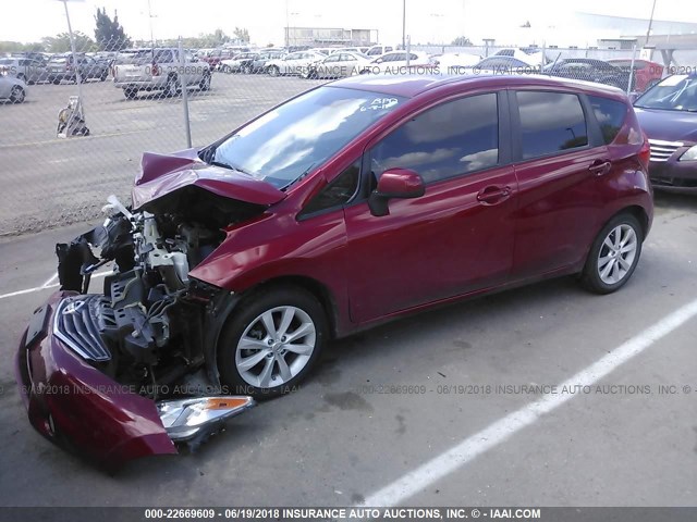 3N1CE2CPXEL356293 - 2014 NISSAN VERSA NOTE S/S PLUS/SV/SL RED photo 2
