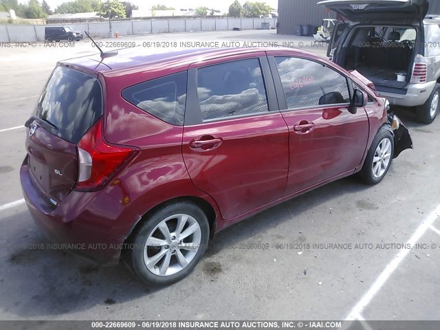 3N1CE2CPXEL356293 - 2014 NISSAN VERSA NOTE S/S PLUS/SV/SL RED photo 4