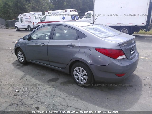 KMHCT4AE6FU886196 - 2015 HYUNDAI ACCENT GLS GRAY photo 3