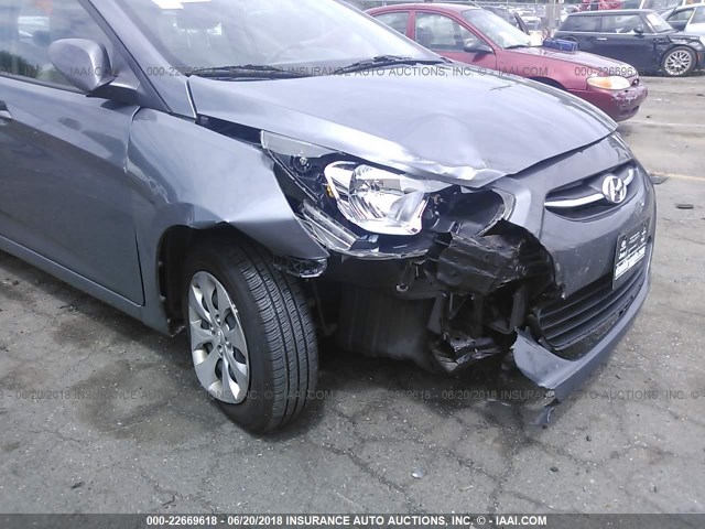 KMHCT4AE6FU886196 - 2015 HYUNDAI ACCENT GLS GRAY photo 6