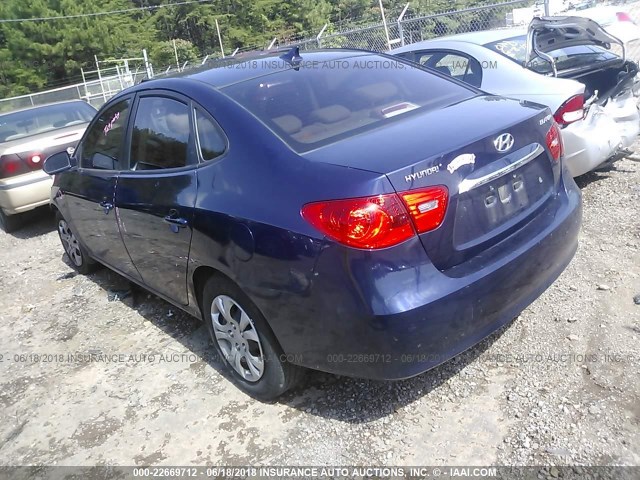 KMHDU4AD9AU883939 - 2010 HYUNDAI ELANTRA BLUE/GLS/SE Dark Blue photo 3