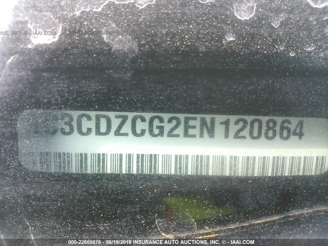 1C3CDZCG2EN120864 - 2014 DODGE AVENGER SXT BLACK photo 9