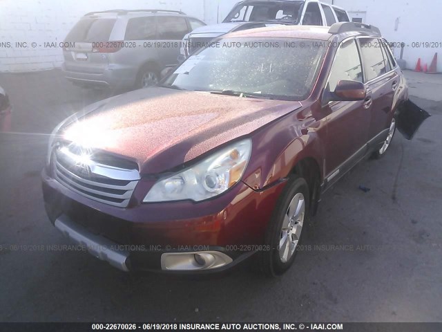 4S4BRDKC8B2364618 - 2011 SUBARU OUTBACK 3.6R LIMITED RED photo 2