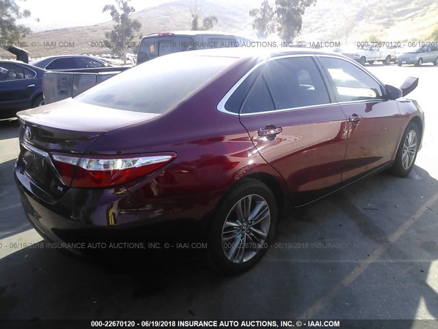 4T1BF1FK2GU519717 - 2016 TOYOTA CAMRY LE/XLE/SE/XSE 红色 照片 4