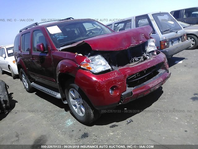 5N1AR18B48C663809 - 2008 NISSAN PATHFINDER S/LE/SE MAROON photo 1