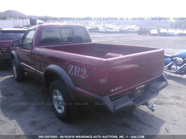 1GCCT14X2VK144663 - 1997 CHEVROLET S TRUCK S10 MAROON photo 3