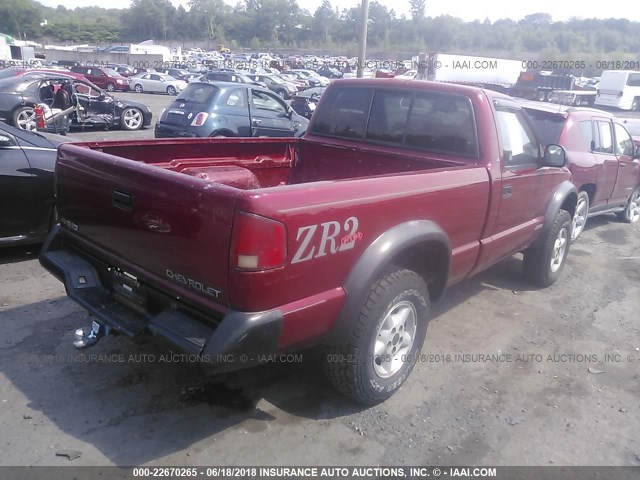 1GCCT14X2VK144663 - 1997 CHEVROLET S TRUCK S10 MAROON photo 4