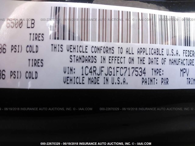 1C4RJFJG1FC717534 - 2015 JEEP GRAND CHEROKEE SUMMIT Qara foto 9