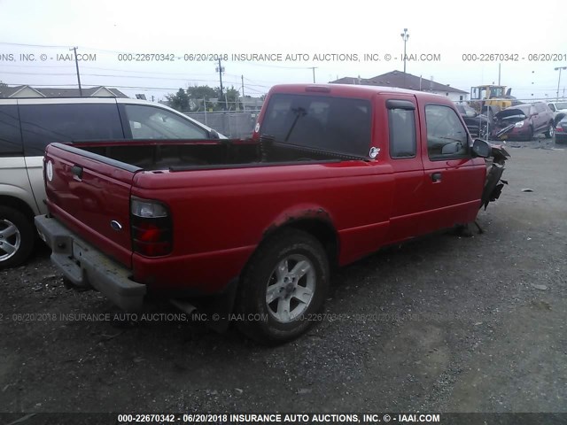 1FTYR15E93TA40910 - 2003 FORD RANGER SUPER CAB RED photo 4