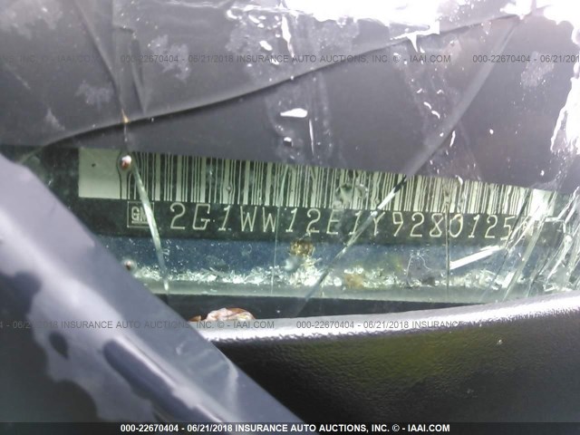 2G1WW12E1Y9280125 - 2000 CHEVROLET MONTE CARLO LS 蓝色 照片 9