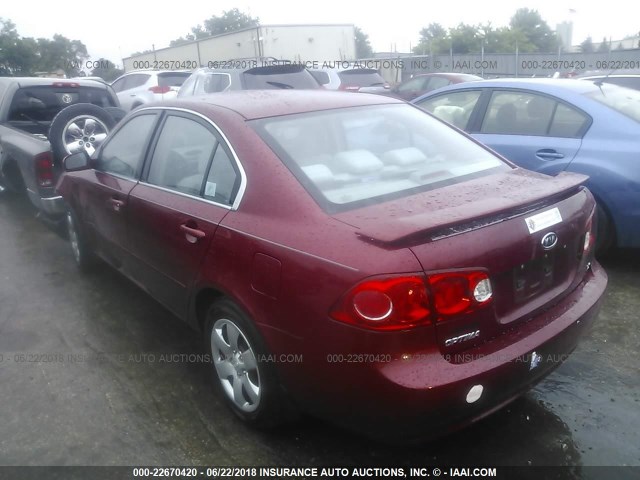 KNAGE123385226199 - 2008 KIA OPTIMA LX/EX MAROON photo 3