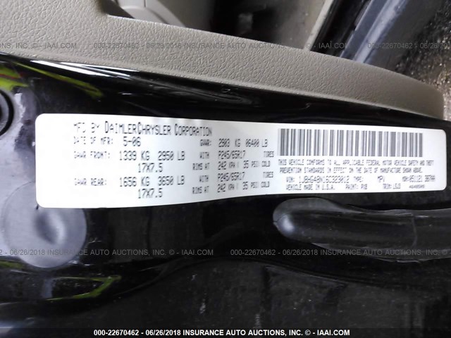 1J8HG48N16C323012 - 2006 JEEP COMMANDER შავი ფოტო 9