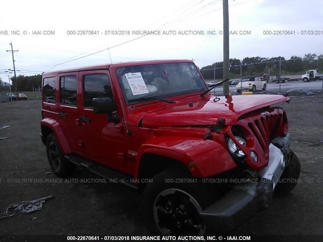 1C4BJWEG3FL660782 - 2015 JEEP WRANGLER UNLIMITE SAHARA RED photo 1