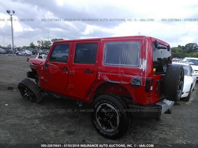 1C4BJWEG3FL660782 - 2015 JEEP WRANGLER UNLIMITE SAHARA RED photo 3