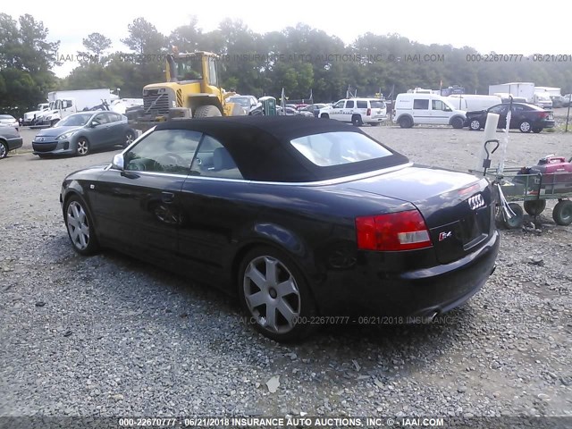 WUARL48H25K900803 - 2005 AUDI S4 QUATTRO CABRIOLET BLACK photo 3