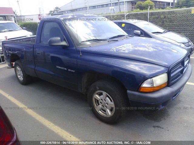 1B7FL36X72S512451 - 2002 DODGE DAKOTA SPORT/RT BLUE photo 1