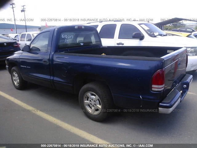 1B7FL36X72S512451 - 2002 DODGE DAKOTA SPORT/RT BLUE photo 3