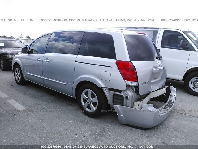 5N1BV28U08N121134 - 2008 NISSAN QUEST S/SE/SL SILVER photo 3