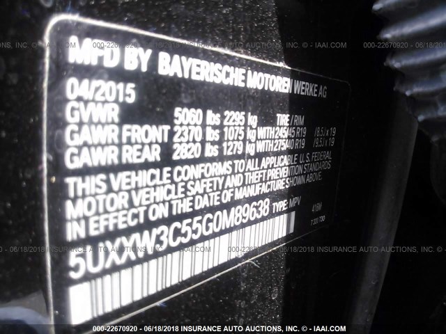 5UXXW3C55G0M89638 - 2016 BMW X4 XDRIVE28I BLACK photo 9